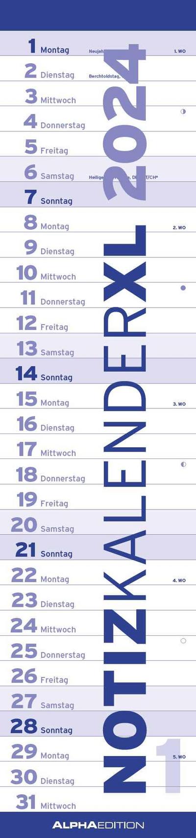 Notizkalender XL BLAU 2024