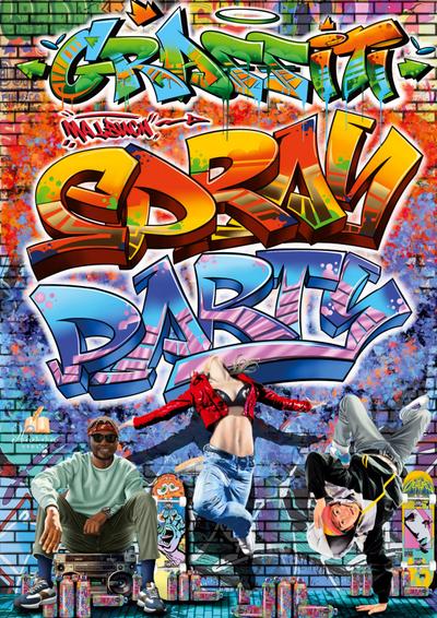 GRAFFITI Malbuch - SPRAY PARTY - für Teenager mit 50 coolen Malvorlagen