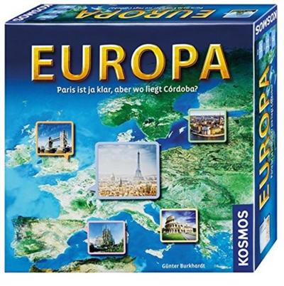 KOSMOS 692636 Europa, Geografie Spiel, Familienspiel für 2-6 Spieler, ab 10 Jahre, Weltreise Spiel, Europa Spiel, Reise um die Welt, Brettspiel, Gesellschaftsspiel