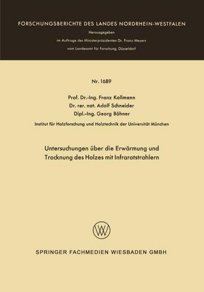 Untersuchungen über die Erwärmung und Trocknung des Holzes mit Infrarotstrahlern