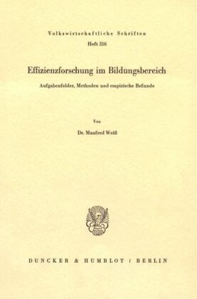 Effizienzforschung im Bildungsbereich.