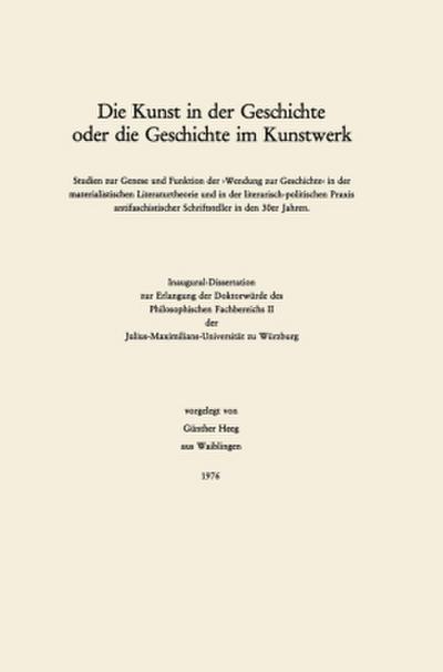 Die Kunst in der Geschichte oder die Geschichte im Kunstwerk