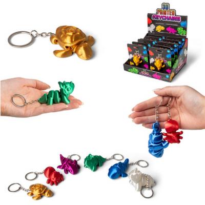 3D Printed Keychains  Tierisch bunte Schlüsselanhänger, Display (= 12 Anhänger)