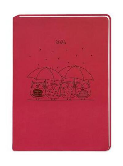 Terminplaner Lederlook 2026 Rot