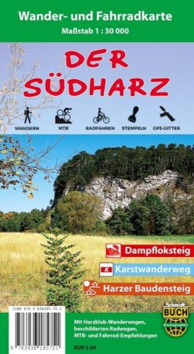 Der Südharz, Wander- und Fahrradkarte