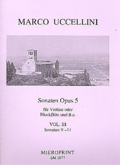 Sonaten op.5 Band 3 (Nr.9-11)für Blockflöte und Bc