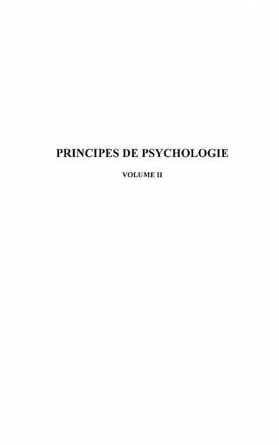 Principes de psychologie-volume 2