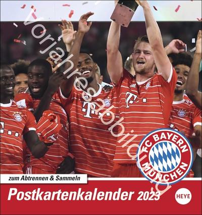 FC Bayern München Postkartenkalender 2024. Monats-Tischkalender zum Aufstellen oder Aufhängen mit den Stars des FC Bayern. Ein kleiner Foto-Kalender mit Postkarten zum Versenden an Fans.
