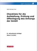 Farr, Checkliste 8 - Checkliste für die Aufstellung, Prüfung und Offenlegung des Anhangs der GmbH