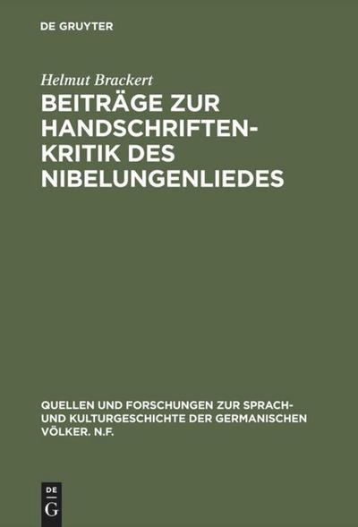 Beiträge zur Handschriftenkritik des Nibelungenliedes