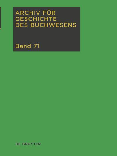 Archiv für Geschichte des Buchwesens 2016