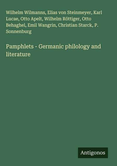 Pamphlets - Germanic philology and literature