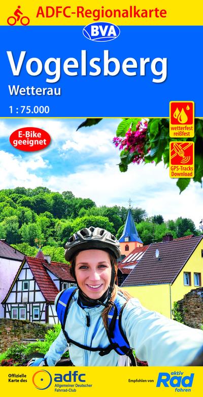 ADFC-Regionalkarte Vogelsberg Wetterau, 1:75.000, mit Tagestourenvorschlägen, reiß- und wetterfest, E-Bike-geeignet, GPS-Tracks Download