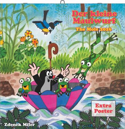 N NEUMANNVERLAGE - Der kleine Maulwurf 2026 Broschürenkalender, 30x30cm, Kinderkalender mit liebevoll gestalteten Illustrationen, extra Poster, internationalen Feiertagen und viel Platz für Notizen