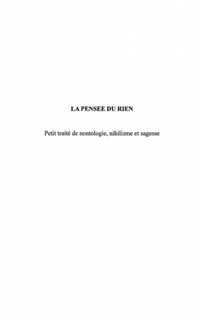Pensee du rien