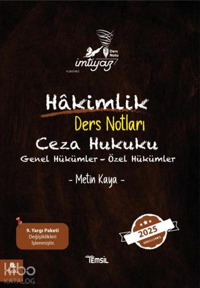 Imtiyaz Ceza Hukuku - Genel Hükümler - Özel Hükümler Hakimlik Ders Notlari