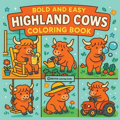Bold & Easy Highland Cows Coloring Book