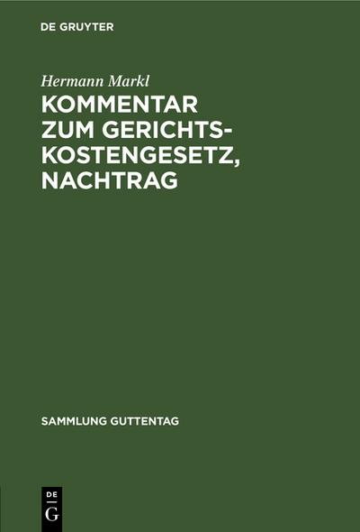 Kommentar zum Gerichtskostengesetz, Nachtrag