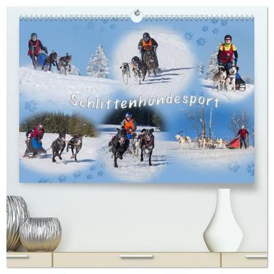 Schlittenhundesport (hochwertiger Premium Wandkalender 2024 DIN A2 quer), Kunstdruck in Hochglanz
