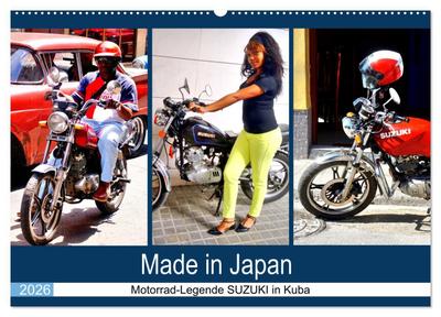 Made in Japan - Motorrad-Legende Suzuki in Kuba (Wandkalender 2026 DIN A2 quer), CALVENDO Monatskalender