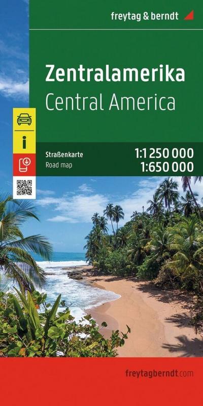 Zentralamerika, Straßenkarte 1:1.250.000 / 1:650.000, freytag & berndt