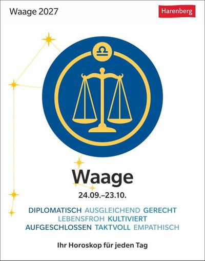 Waage Sternzeichenkalender 2027 - Tagesabreißkalender - Ihr Horoskop für jeden Tag