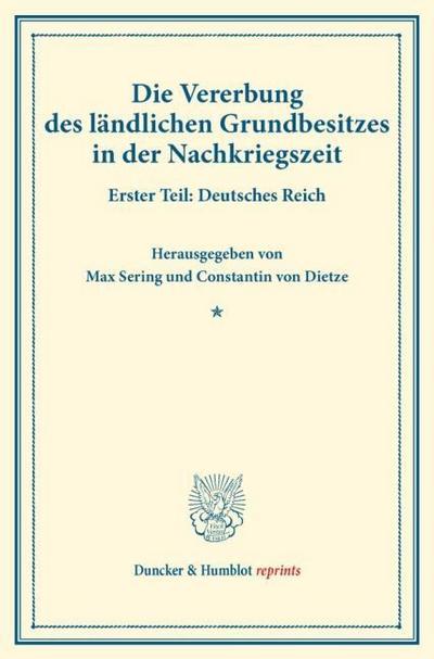 Die Vererbung des ländlichen Grundbesitzes in der Nachkriegszeit.