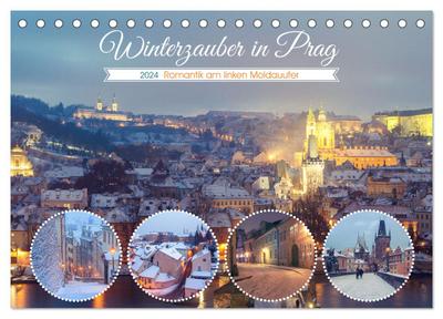 Winterzauber in Prag (Tischkalender 2024 DIN A5 quer), CALVENDO Monatskalender