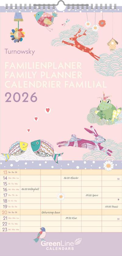 GreenLine Turnowsky 2026 Familienplaner -Wandkalender - Familien-Kalender - 22x45