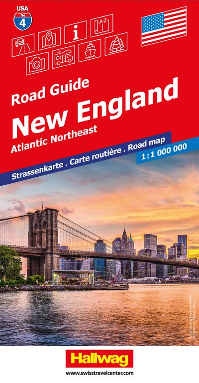 New England Strassenkarte 1:1 Mio., Road Guide Nr. 4