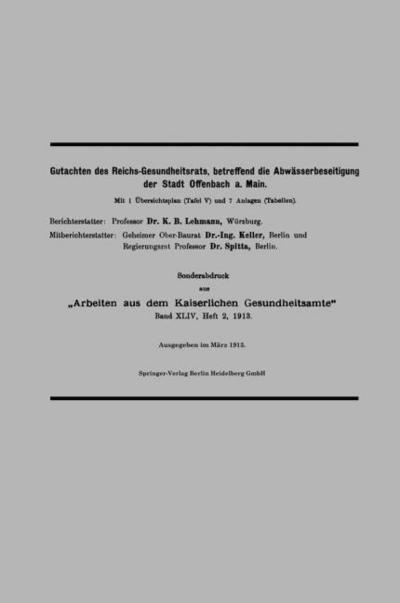 Gutachten des Reichs-Gesundheitsrats, betreffend die Abwässerbeseitigung der Stadt Offenbach a.Main
