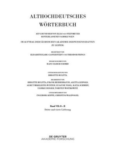 Althochdeutsches Wörterbuch Band VII: O - R. 3. und 4. Lieferung (ouga bis platamuos)