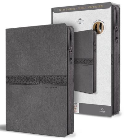 Rvr 1960 Tamaño Manual Letra Gigante Piel Gris Con Cremallera E Índice / Spanish Bible Rvr 1960 Giant Print, Gray Leathersoft with Zipper and Index