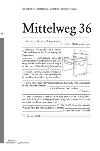 Zwischenkriegszeit. Mittelweg 36, Zeitschrift des Hamburger Instituts für Sozialforschung, Heft 6/2012