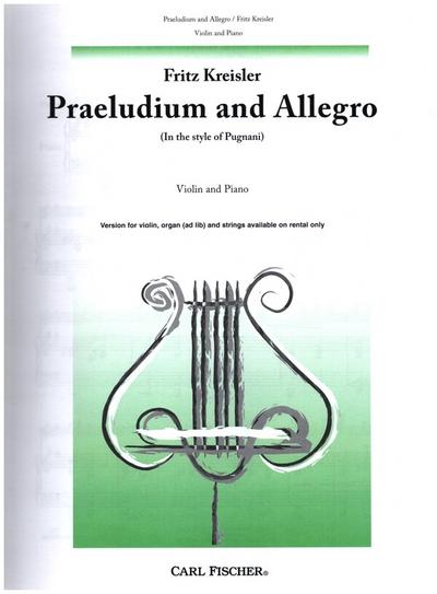 Praeludium and Allegro (in the Style of Pugnani)for violin and piano