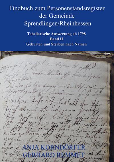 Findbuch zum Personenstandsregister der Gemeinde Sprendlingen/Rheinhessen
