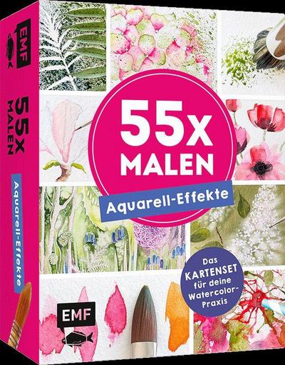 55 x malen - Aquarell-Effekte: Das Kartenset für deine Watercolor-Praxis