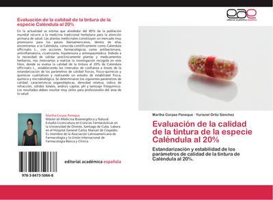 Evaluación de la calidad de la tintura de la especie Caléndula al 20%