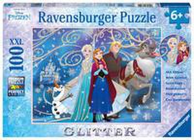 Ravensburger Kinderpuzzle 13610 - Disney Frozen Glitzernder Schnee 100 Teile XXL - Puzzle für Kinder ab 6 Jahren - mit Glitzer