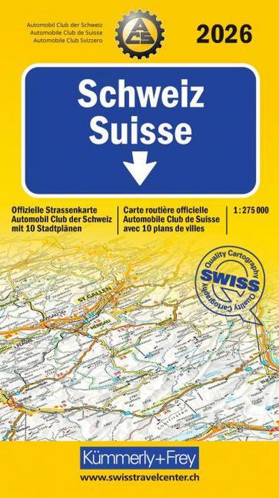 Kümmerly+Frey Strassenkarte ACS Schweiz 2026 1:275.000