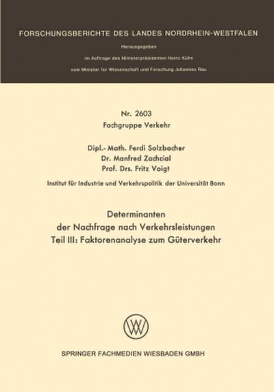 Determinanten der Nachfrage nach Verkehrsleistungen