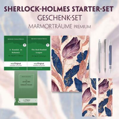 The Adventures of Sherlock Holmes Starter-Paket Geschenkset (mit Audio-Online) + Marmorträume Schreibset Premium, m. 3 Beilage, m. 3 Buch
