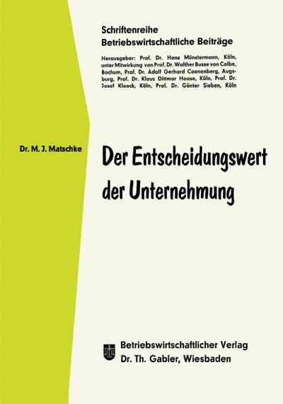 Der Entscheidungswert der Unternehmung