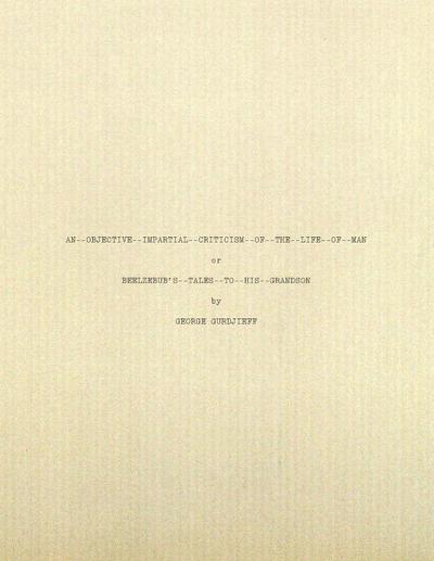 Beelzebub’s Tales to His Grandson