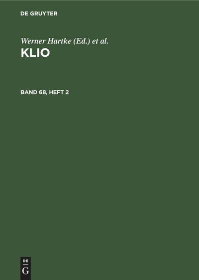 Klio. Band 68, Heft 2