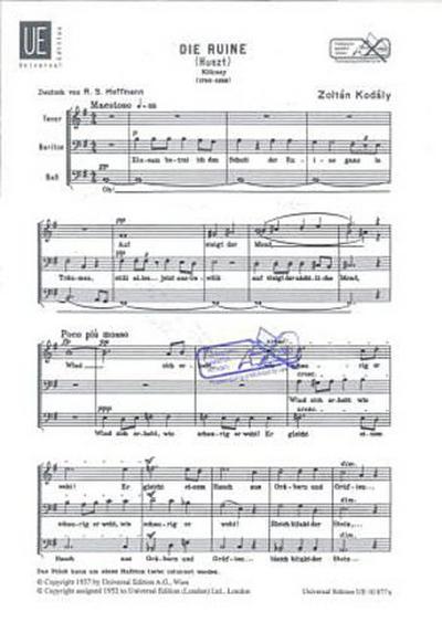 Die Ruine (The Ruins), für Chor TBarB