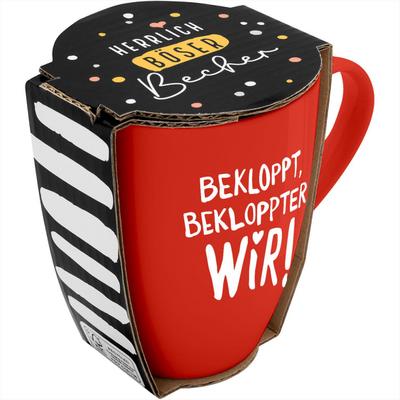 Tasse mit Motivdruck "Bekloppt, bekloppter, wir!", mit Banderole