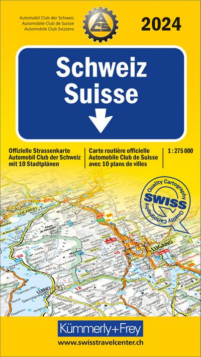 Schweiz 2024, Strassenkarte ACS 1:275’000