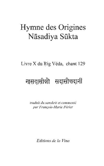 Hymne des Origines - Nasadiya Sukta