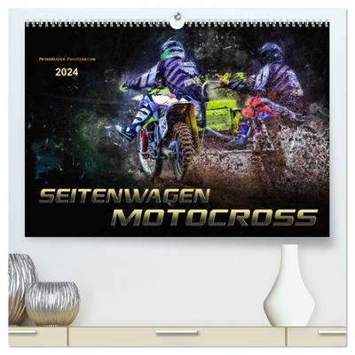 Seitenwagen Motocross (hochwertiger Premium Wandkalender 2024 DIN A2 quer), Kunstdruck in Hochglanz